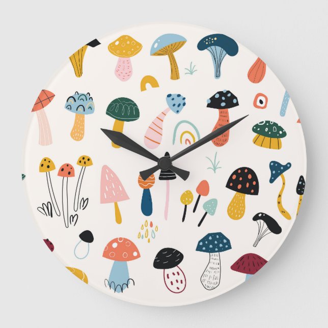 Grande Horloge Ronde Collection de champignons d'automne (Recto)