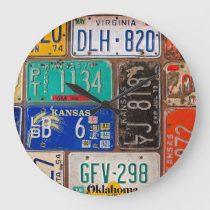 Grande Horloge Ronde collection de plaques d'immatriculation rouille ré