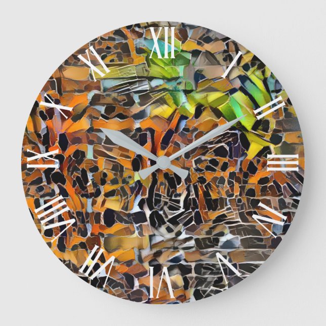 Grande Horloge Ronde Collection d'oeuvres murales de tigre (Recto)