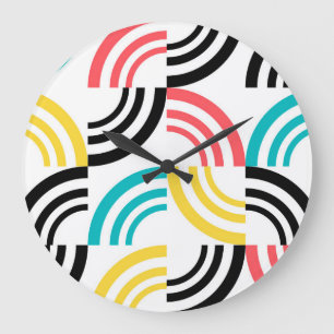 Grande Horloge Ronde Coloré, moderne, amusant, joyeux graphisme géométr