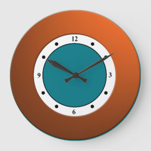 Grande Horloge Ronde Coloré Moderne Métallurgique Orange Cadre sur n'im