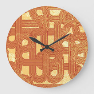 Grande Horloge Ronde Colorée Géométrique Vintage Abstrait.