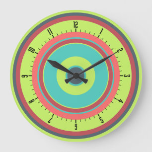 Grande Horloge Ronde Colorful Concentric Circles 04