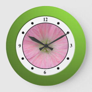 Grande Horloge Ronde Colorful Floral Pink Garden Flower Modern Digits