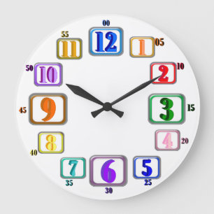 Grande Horloge Ronde Colorful Numbers Clock