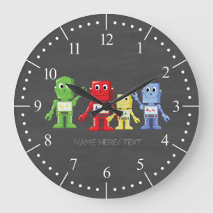 Grande Horloge Ronde Colorful robots