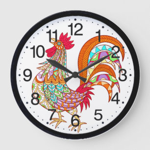Grande Horloge Ronde Colorful Roosher Kitchen Wall Clock