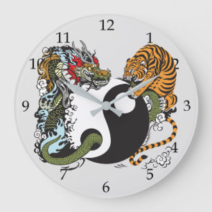 Grande Horloge Ronde combat de dragon et de tigre