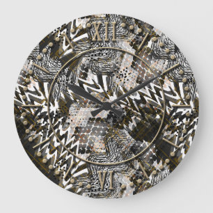 Grande Horloge Ronde Combiné, ethnique, africain.