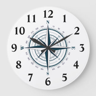 Grande Horloge Ronde Compas étoilé directionnel avec degrés