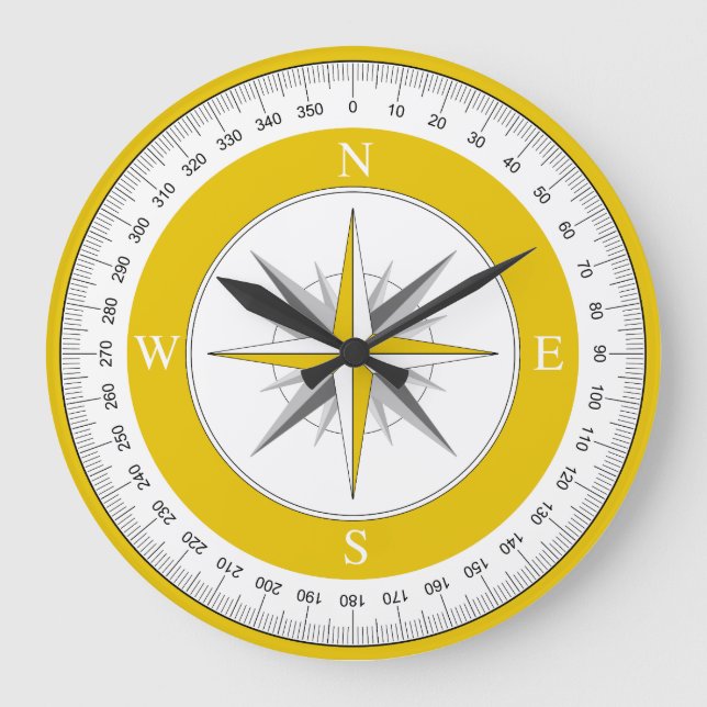 Grande Horloge Ronde Compas Rose Jaune et Blanc (Recto)
