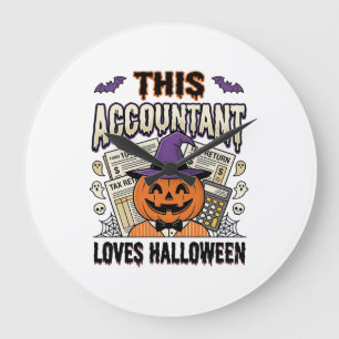 Grande Horloge Ronde Comptable d'Halloween Drôle Saison fiscale effraya
