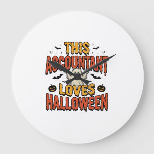 Grande Horloge Ronde Comptable Halloween Chemise Vintage Ghost Design_1