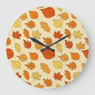 Grande Horloge Ronde Concept feuille : Motif symbole d'automne