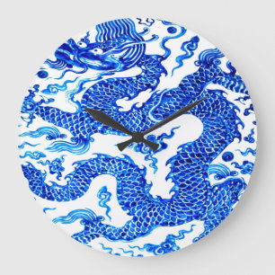Grande Horloge Ronde Concepteur moderne d'Acryllic de vase chinois bleu