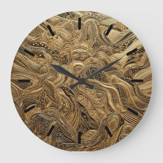 Grande Horloge Ronde Conception abrégée en or Dimensional avec Tics