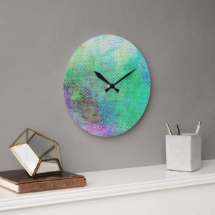 Grande Horloge Ronde Conception Abstraite de Dégradé de Arc-en-Ciel Rêv