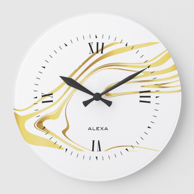 Grande Horloge Ronde Conception Abstraite de tourbillons en or (Recto)