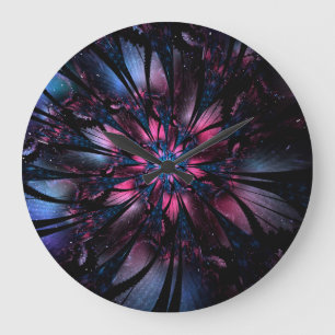 Grande Horloge Ronde Conception Abstraite des fleurs fractales.