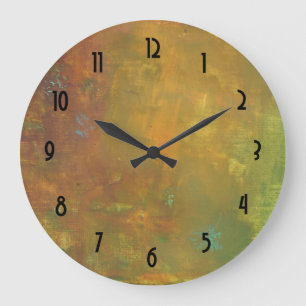 Grande Horloge Ronde Conception abstraite terreuse de vert Brown d'or