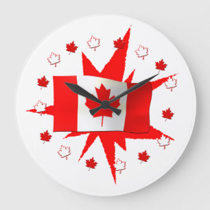 Grande Horloge Ronde Conception canadienne de drapeau
