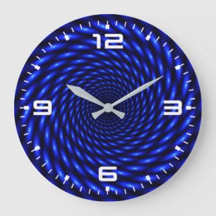 Grande Horloge Ronde Conception circulaire bleue Abstraite
