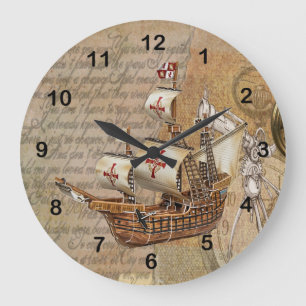 Grande Horloge Ronde Conception de bateau élégante vintage