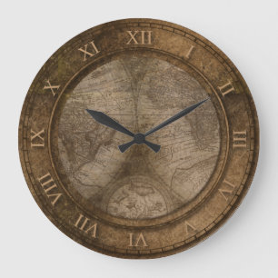 Grande Horloge Ronde Conception de carte ancienne vintage du monde anci