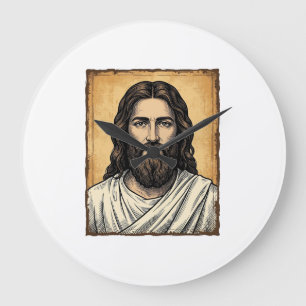 Grande Horloge Ronde Conception de chemise à portrait religieux gravé v