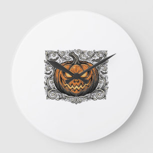 Grande Horloge Ronde Conception de chemise de citrouille d'Halloween de