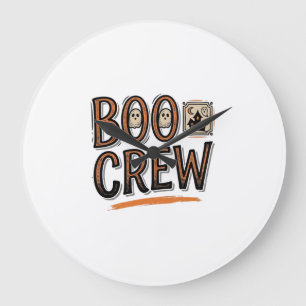 Grande Horloge Ronde Conception de chemise de gravure Halloween vintage