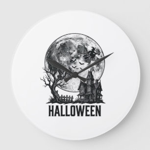 Grande Horloge Ronde Conception de chemise de lune de maison hantée Hal