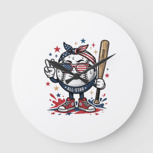 Grande Horloge Ronde Conception de chemise de mascotte de baseball patr