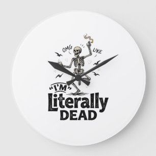 Grande Horloge Ronde Conception de chemise d'humour de squelette vintag