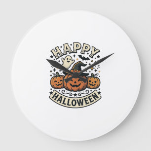 Grande Horloge Ronde Conception de chemise fantôme citrouille Halloween