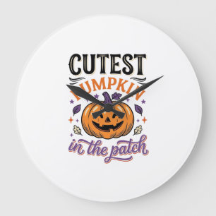 Grande Horloge Ronde Conception de chemise Halloween Citrouille la plus