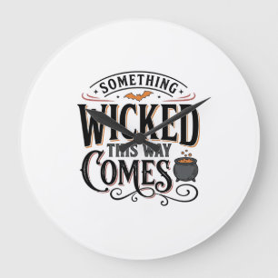 Grande Horloge Ronde Conception de chemise Halloween Vintage Something 