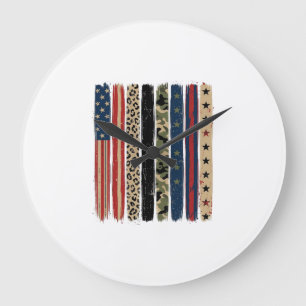 Grande Horloge Ronde Conception de chemise rayée camouflage léopard pat