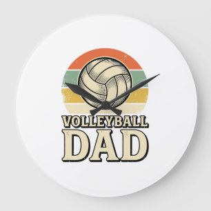 Grande Horloge Ronde Conception de chemise rétro pour papa de volley-ba