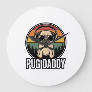 Grande Horloge Ronde Conception de chemise vectorielle pour chien Pug D