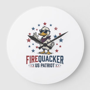 Grande Horloge Ronde Conception de chemise vintage canard patriotique F