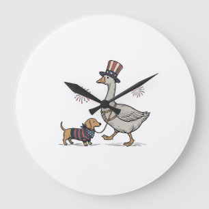 Grande Horloge Ronde Conception de chemise vintage d'oie patriotique et