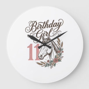 Grande Horloge Ronde Conception de chemise vintage florale cheval fille