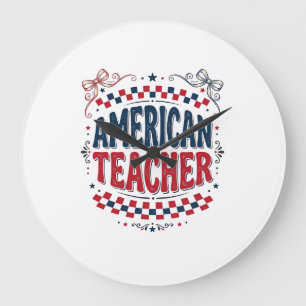 Grande Horloge Ronde Conception de chemise vintage patriotique pour ens