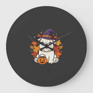 Grande Horloge Ronde Conception de chien de citrouille d'Halloween de B