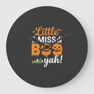 Grande Horloge Ronde Conception de citrouille Little Miss Boo Yah Hallo