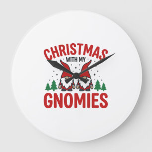 Grande Horloge Ronde Conception de gnome de vacances de Gnomies de Noël