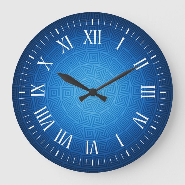 Grande Horloge Ronde Conception de la spirale bleue de la Marine (Recto)
