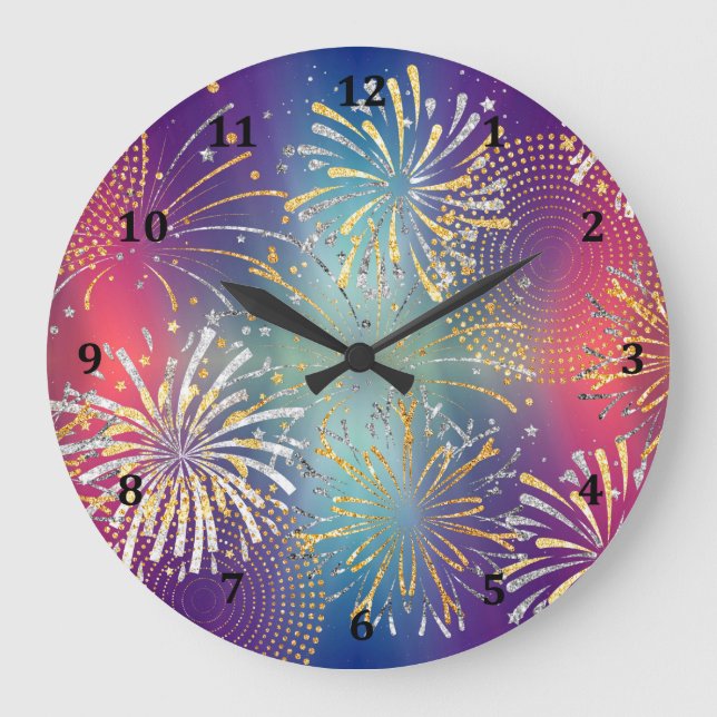 Grande Horloge Ronde Conception de l'horloge avec Fireworks illustrée (Recto)