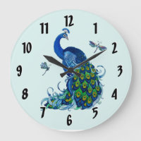 Conception de l'horloge ronde Peacock et Dragonfly